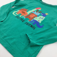 'Festive Fun' Dinosaurs Green Long Sleeve Top - Boys 5-6 Years