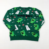 'Minecraft' Creepers & Snowmen Green Knitted Jumper - Boys 11-12 Years