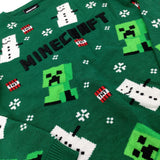 'Minecraft' Creepers & Snowmen Green Knitted Jumper - Boys 11-12 Years