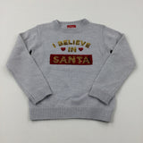 'I Believe In Santa' Sequin Flip Grey Knitted Jumper - Girls 5-6 Years