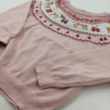 Reindeer Patterned Pink Knitted Jumper - Girls 5-6 Years