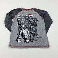 'Merry Force Be With You' Star Wars Grey Long Sleeve Top - Boys 10-11 Years