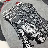 'Merry Force Be With You' Star Wars Grey Long Sleeve Top - Boys 10-11 Years