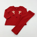 Reindeer Appliqued Red Pyjamas - Girls 12-18 Months