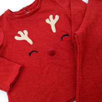 Reindeer Appliqued Red Pyjamas - Girls 12-18 Months