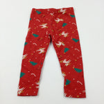 Unicorns & Candy Canes Red Leggings - Girls 12-18 Months