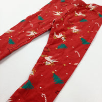 Unicorns & Candy Canes Red Leggings - Girls 12-18 Months