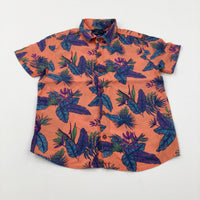 Tropical Leaves Orange Shirt - Boys 4-5 Years