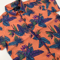 Tropical Leaves Orange Shirt - Boys 4-5 Years