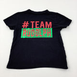 '#Team Rudolph' Sequin Flip Black T-Shirt - Boys/Girls 4-5 Years