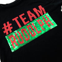 '#Team Rudolph' Sequin Flip Black T-Shirt - Boys/Girls 4-5 Years