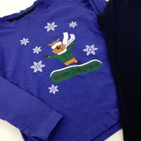 'Snow!' Reindeer Skiing Blue Pyjamas - Boys 2-3 Years