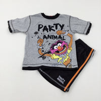 Party Animal' The Muppets Colourful Grey T-Shirt & Shorts Set - Boys 4-5 Years