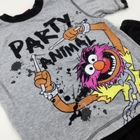 Party Animal' The Muppets Colourful Grey T-Shirt & Shorts Set - Boys 4-5 Years