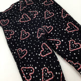 Hearts Spotty Textured Black Leggings - Girls 4-5 Years