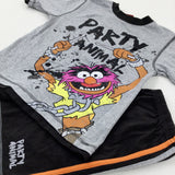 Party Animal' The Muppets Colourful Grey T-Shirt & Shorts Set - Boys 4-5 Years