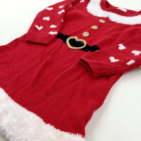 Mrs Claus Red Knitted Dress - Girls 2-3 Years