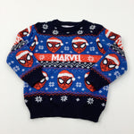 'Marvel' Spider-Man Red & Blue Knitted Jumper - Boys 2-3 Years