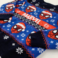 'Marvel' Spider-Man Red & Blue Knitted Jumper - Boys 2-3 Years