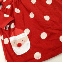 Reindeer Spotty Glittery Red Jersey Dress - Girls 6-9 Months