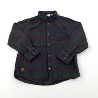 Green Checked Long Sleeved Shirt - Boys 7-8 Years