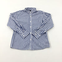 Blue Striped Long Sleeved Shirt - Boys 7-8 Years