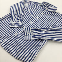 Blue Striped Long Sleeved Shirt - Boys 7-8 Years