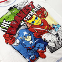 **NEW** 'The Bravest Of Them All!' Marvel Superheroes White T-Shirt - Boys 7-8 Years