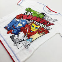 **NEW** 'The Bravest Of Them All!' Marvel Superheroes White T-Shirt - Boys 7-8 Years