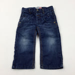 Dark Blue Denim Jeans With Adjustable Waist - Boys 12-18 Months