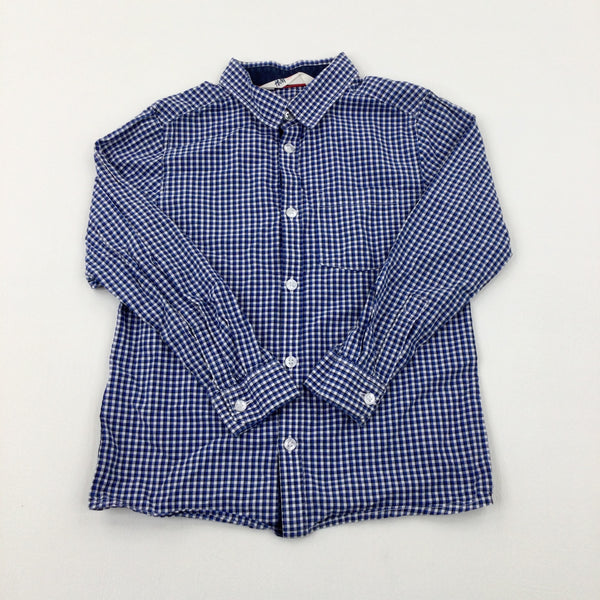 Blue Checked Long Sleeved Shirt - Boys 7-8 Years