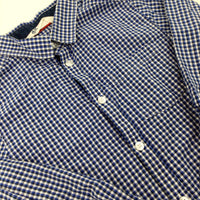 Blue Checked Long Sleeved Shirt - Boys 7-8 Years
