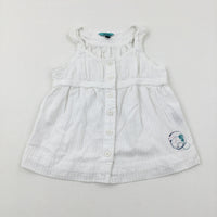 Embroidered White Vest Top - Girls 6-7 Years