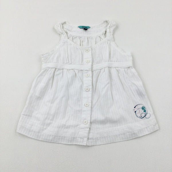 Embroidered White Vest Top - Girls 6-7 Years