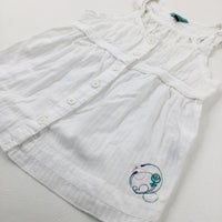 Embroidered White Vest Top - Girls 6-7 Years