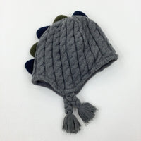 Dinosaur Spikes Charcoal Grey Knitted Winter Hat - Boys 12-18 Months