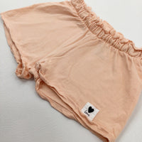 'Love' Peach Jersey Shorts - Girls 7-8 Years