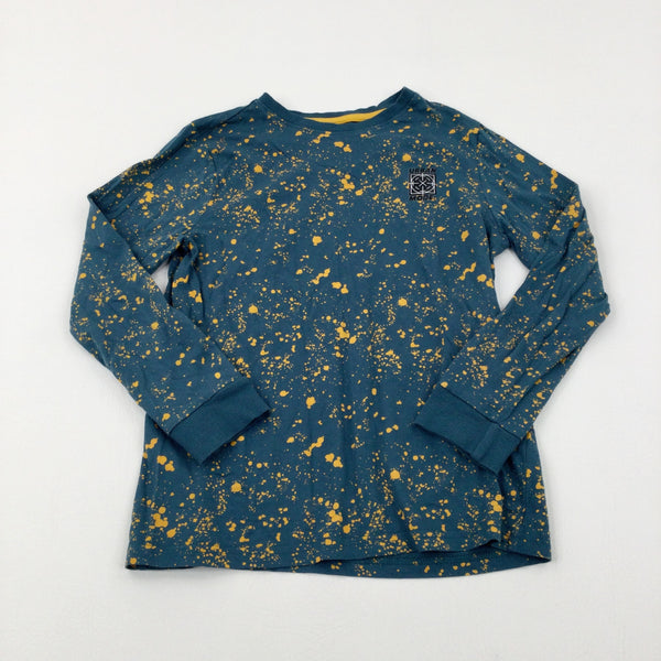 'Urban Mode' Paint Splatter Green Long Sleeve Top - Boys 9-10 Years