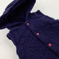 Cars Quilted Navy Hooded Gilet - Boys 12-18 Months