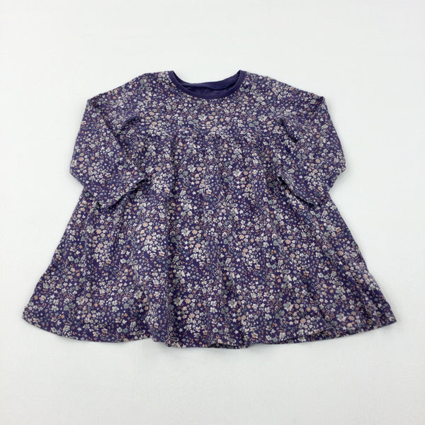 Flowers Blue Jersey Dress - Girls 12-18 Months