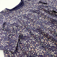 Flowers Blue Jersey Dress - Girls 12-18 Months