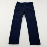 Navy Trousers With Adjustable Waist - Boys 9-10 Years