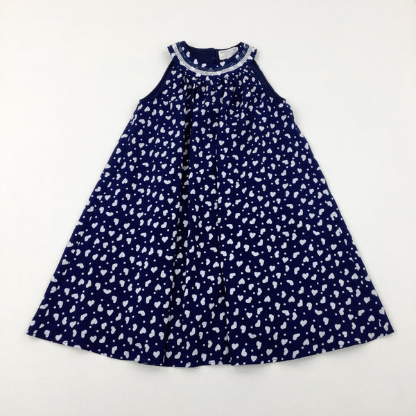 Hearts Sequinned Navy Dress - Girls 7-8 Years
