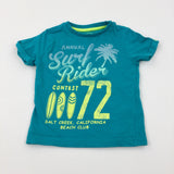 'Surf Rider' Palm Tree & Surfboards Blue T-Shirt - Boys 18-24 Months