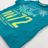 'Surf Rider' Palm Tree & Surfboards Blue T-Shirt - Boys 18-24 Months