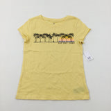 **NEW** 'Gap Est 1969' Palm Trees Yellow T-Shirt - Boys 8-9 Years