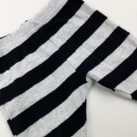 Navy & Grey Striped Jersey Trousers - Boys 0-3 Months