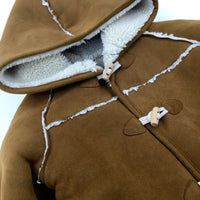 Tan Fleece Lined Suede Effect Winter Coat - Boys 18-24 Months