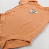 'Let's Play' Bear & Chick Orange Short Sleeve Bodysuit - Boys 0-3 Months