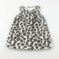 Animal Print Fluffy Dungaree Dress - Girls 18-24 Months